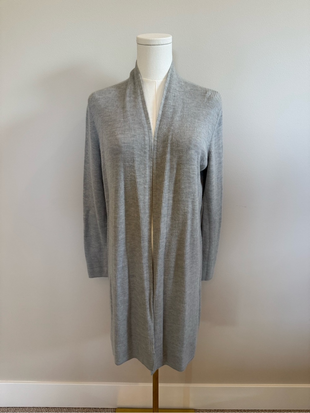 Banana Republic 100% Merino Wool Light Gray Long Cardigan